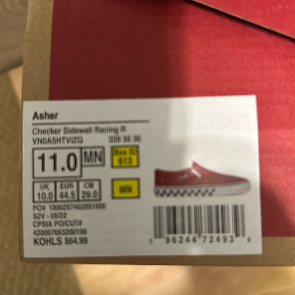 Vans Off the Wall BNWT Asher Checker SidewallRacing Red Mens 11